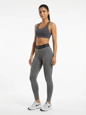 Gymshark grey heather leggings, pre-loved, high-waisted, size Medium
