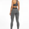 Branded elastic waistband on the Gymshark grey heather leggings Branded elastic waistband on the Gymshark grey heather leggings