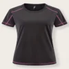 Black MRS mesh active tee for women, 4-way stretch gym T-shirt