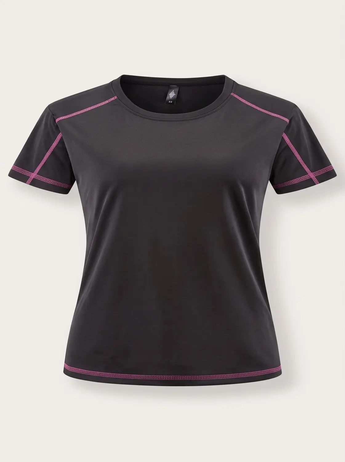 Black MRS mesh active tee for women, 4-way stretch gym T-shirt