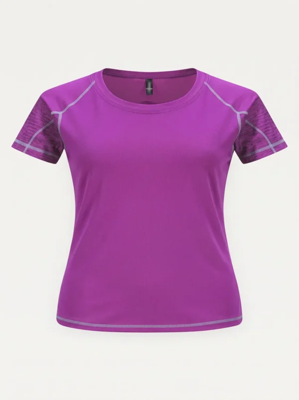 Purple MRS mesh active tee for women, quick-dry workout T-shirt