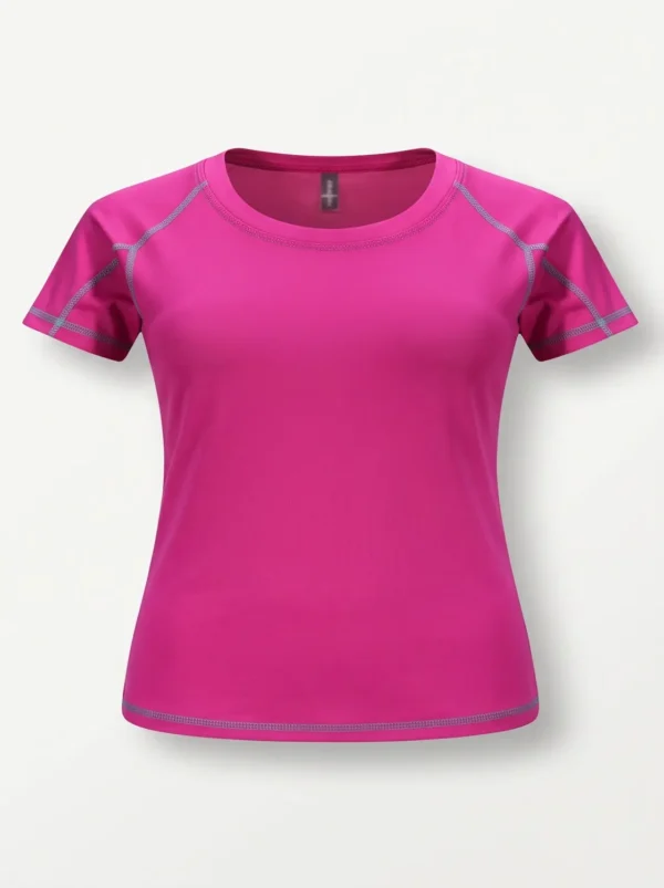 Pink MRS mesh active tee for women, breathable running T-shirt