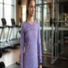 Criss-cross back athletic long sleeve top front view